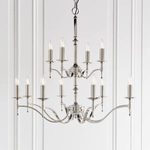 Stanford Nickel 12-Light Pendant Ceiling Light - Comet Lighting