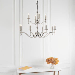 Stanford Nickel 12-Light Pendant Ceiling Light - Comet Lighting