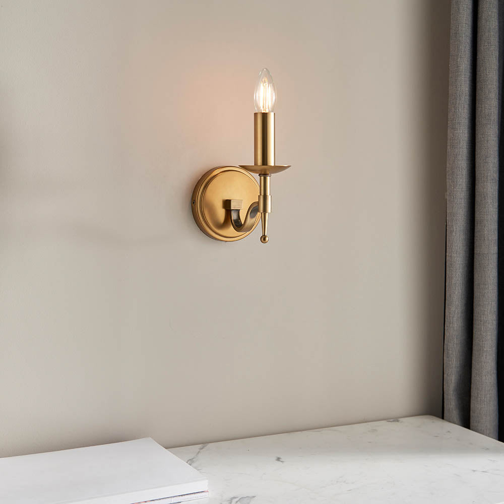 Stanford Antique Brass Single Wall Light