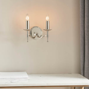Stanford Nickel Twin Wall Light - Comet Lighting