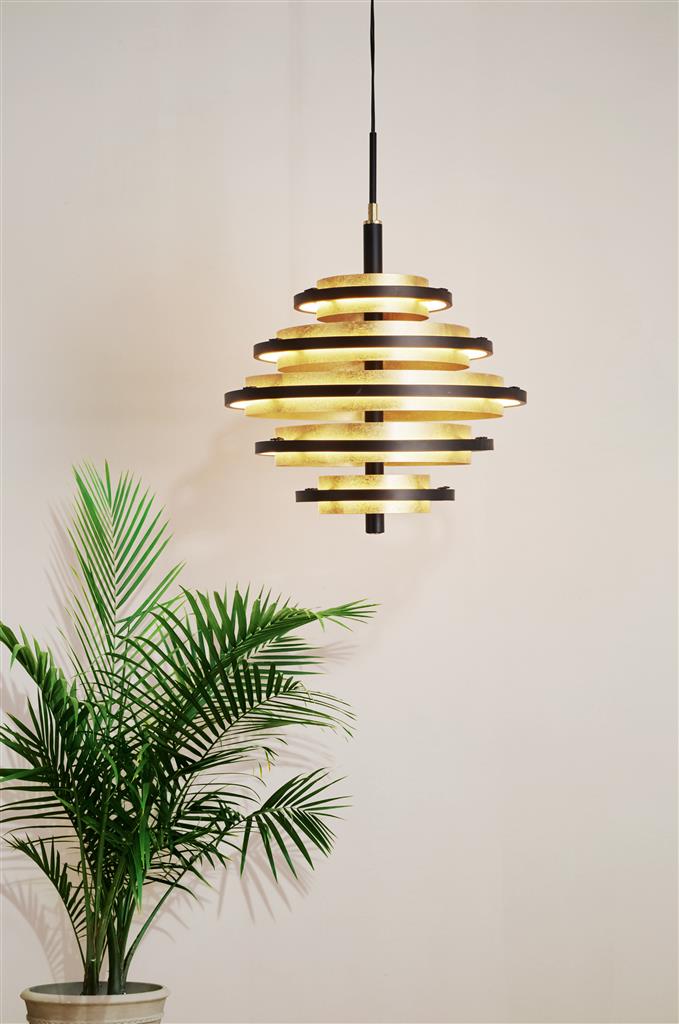 Filleigh 5Lt LED Pendant Ceiling Light Black/Gold Leaf