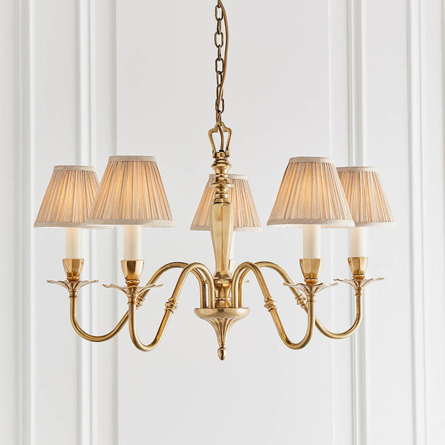 Asquith 5-Light Pendant & Beige Shades - Comet Lighting