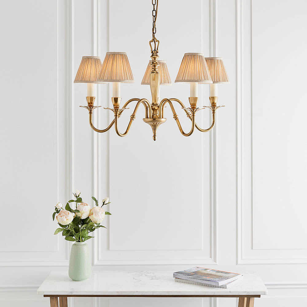 Asquith 5-Light Pendant & Beige Shades - Comet Lighting