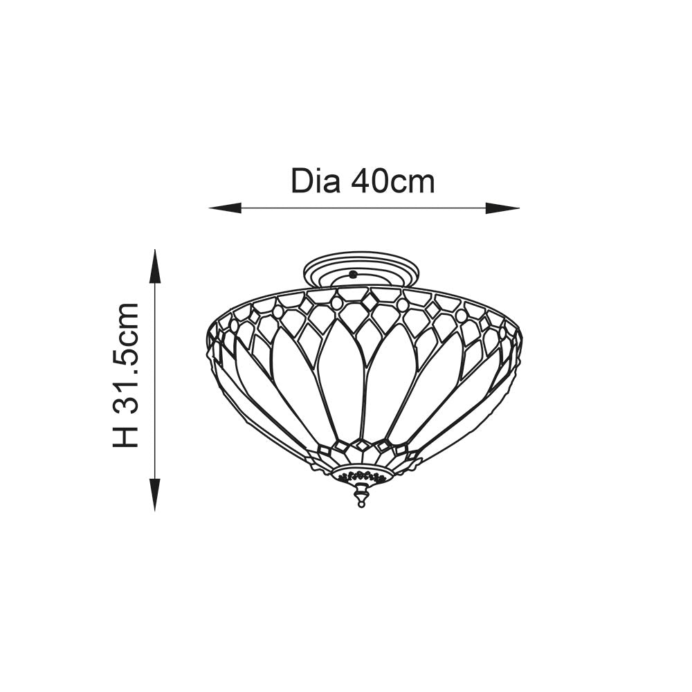 Brooklyn Medium 3-Light Semi Flush Ceiling Light