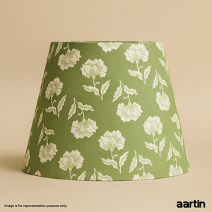 AARTIN 35 CM SAGE BLOSSOM STRAIGHT EMPIRE ROLLED LAMPSHADE IN COTTON