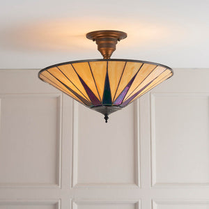 Dark Star Large 3-Light Semi Flush Ceiling Light - Comet Lighting