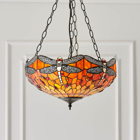 Dragonfly Flame Medium Inverted 3-Light Pendant Ceiling Light - Comet Lighting