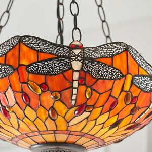 Dragonfly Flame Medium Inverted 3-Light Pendant Ceiling Light - Comet Lighting