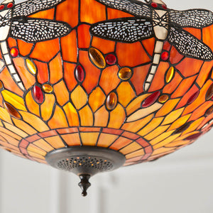 Dragonfly Flame Medium Inverted 3-Light Pendant Ceiling Light - Comet Lighting