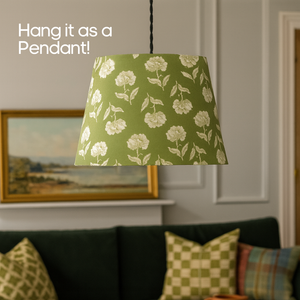 AARTIN 35 CM SAGE BLOSSOM STRAIGHT EMPIRE ROLLED LAMPSHADE IN COTTON