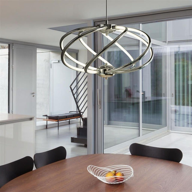 Magic  7Lt Pendant  - Chrome Metal & Opal Acrylic - Comet Lighting