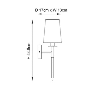 Derwent Wall Light Bright Nickel Plate & Vintage White Fabric - Comet Lighting