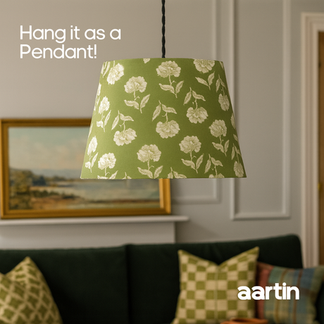 AARTIN 35 CM SAGE BLOSSOM STRAIGHT EMPIRE ROLLED LAMPSHADE IN COTTON