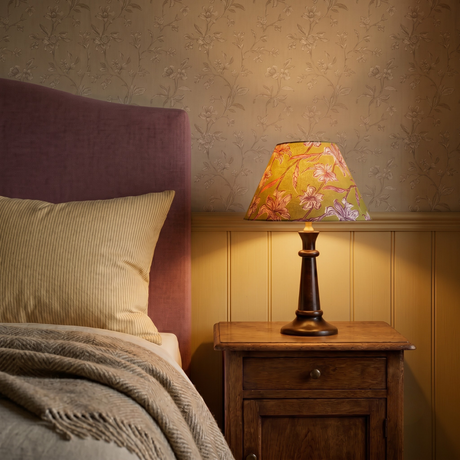 Fable Wood Table Lamp With Honey Petals Cotton Lampshade