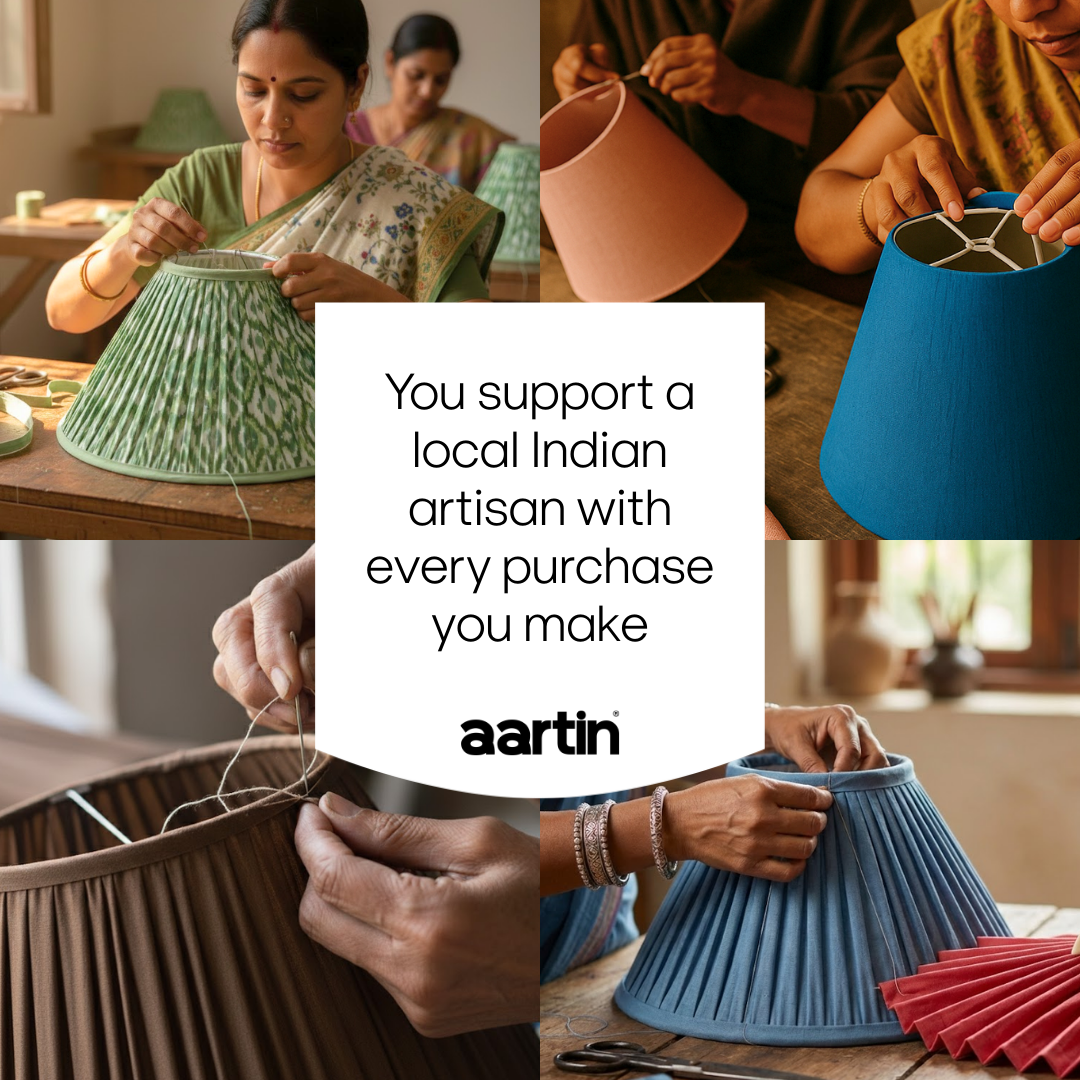 AARTIN Natural Linen Rolled Lampshade - Straight Empire ( Shade Only )