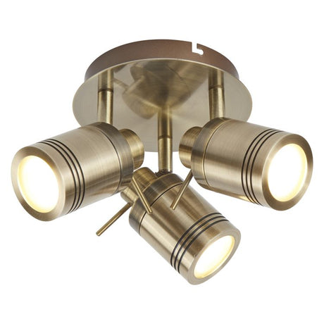 Searchlight 3 Light Bathroom Spot Plate Brass