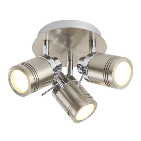 Searchlight 3 Light Bathroom Spot Plate Silver
