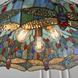 Dragonfly Blue Large 3-Light Pendant Ceiling Light