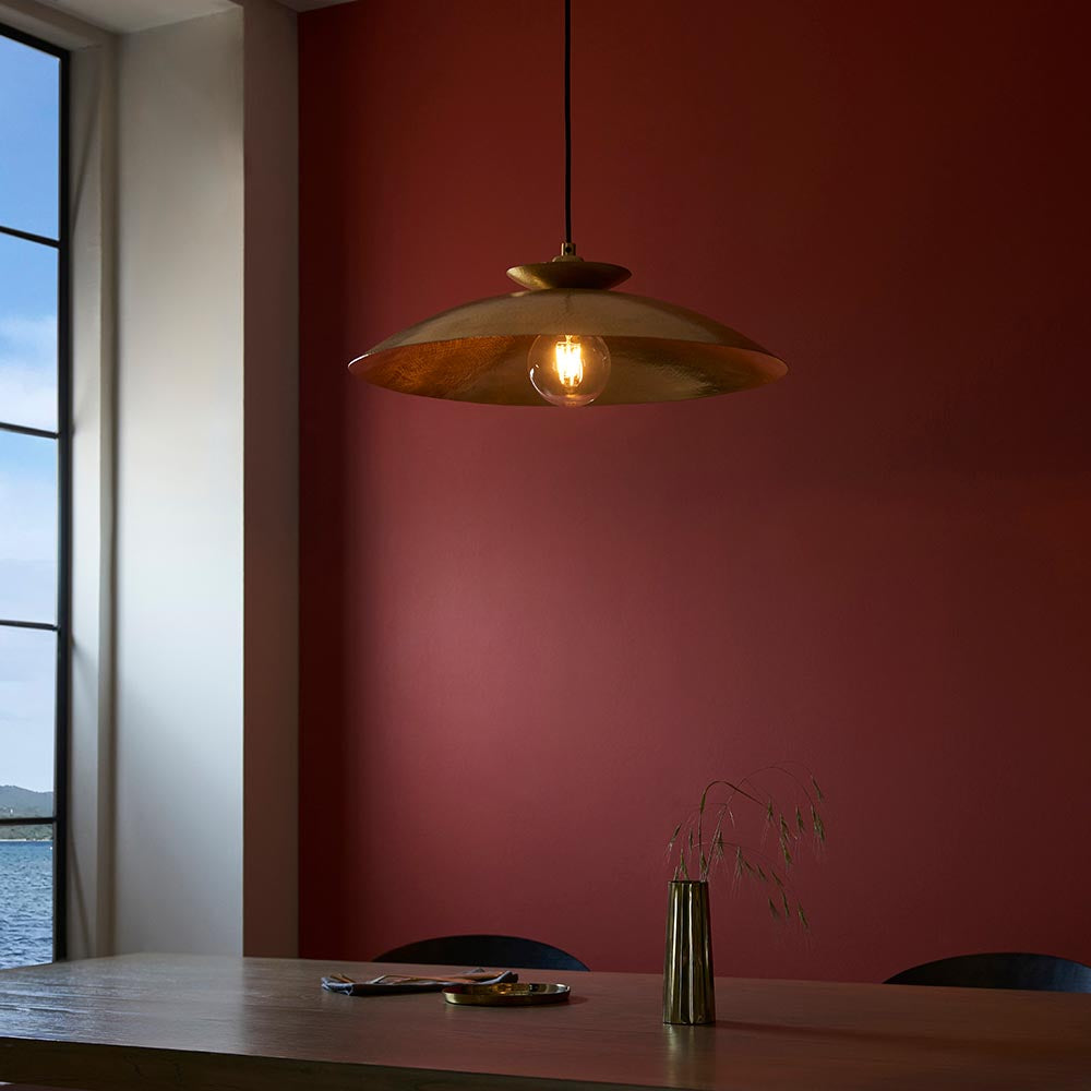 Vitim Disc Pendant Ceiling Light Brass Hammered