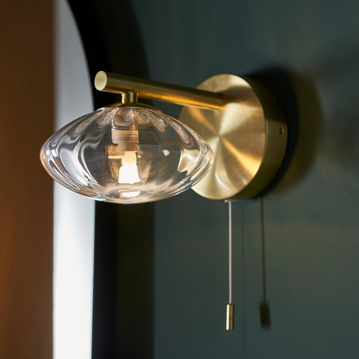 Yarqon Wall Light Brushed Gold w/ Ribbed Glass