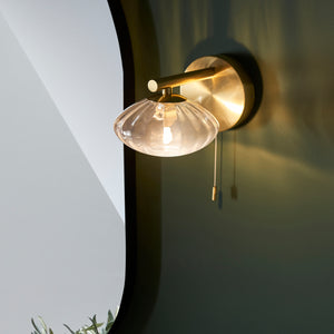 Yarqon Wall Light Brushed Gold w/ Ribbed Glass - Comet Lighting