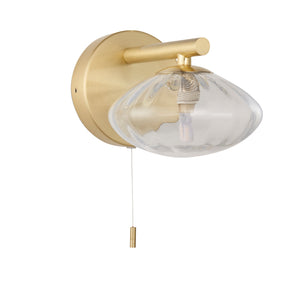 Yarqon Wall Light Brushed Gold w/ Ribbed Glass - Comet Lighting
