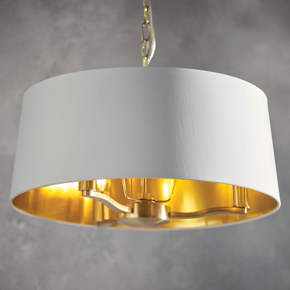 Harvey 3-Light Pendant Ceiling Light Gold & White Shade - Comet Lighting