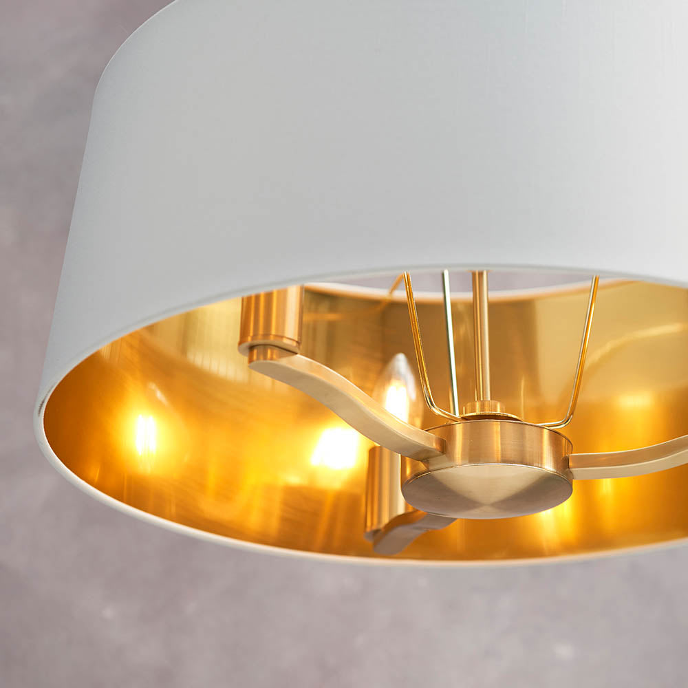 Harvey 3-Light Pendant Ceiling Light Gold & White Shade - Comet Lighting