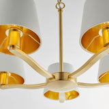 Harvey 5-Light Pendant Ceiling Light Gold & White Shades - Comet Lighting