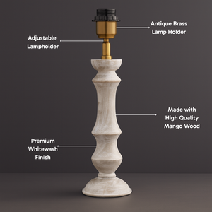 AARTIN ELIZA TABLE LAMP IN WOOD WITH WHITEWASH FINISH (BASE ONLY)