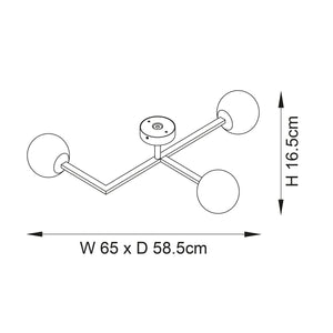 Skeena 3Lt Semi-Flush Ceiling Light Matt Black - Comet Lighting
