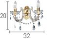 Searchlight Marie Therese Brass 2 Light Wall Bracket Crystal Drops