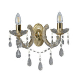 Searchlight Marie Therese Brass 2 Light Wall Bracket Crystal Drops - Comet Lighting