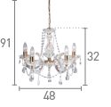 Searchlight Marie Therese Brass 5 Light Chandelier Crystal Drops