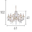 Searchlight Marie Therese Brass 8 Light Chandelier Crystal Drops
