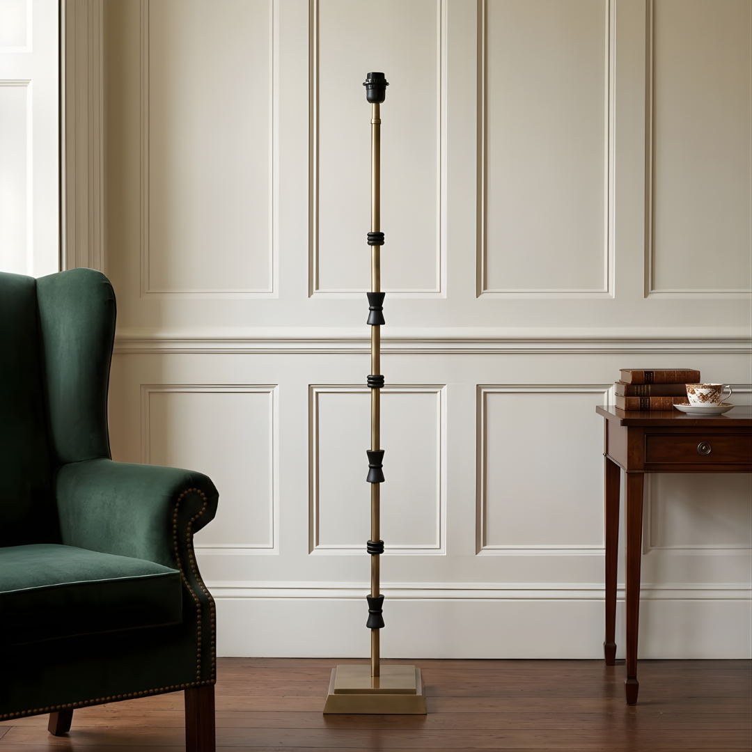 AARTIN Lily Floor Lamp - Antique Brass & Matte Black (Base Only)