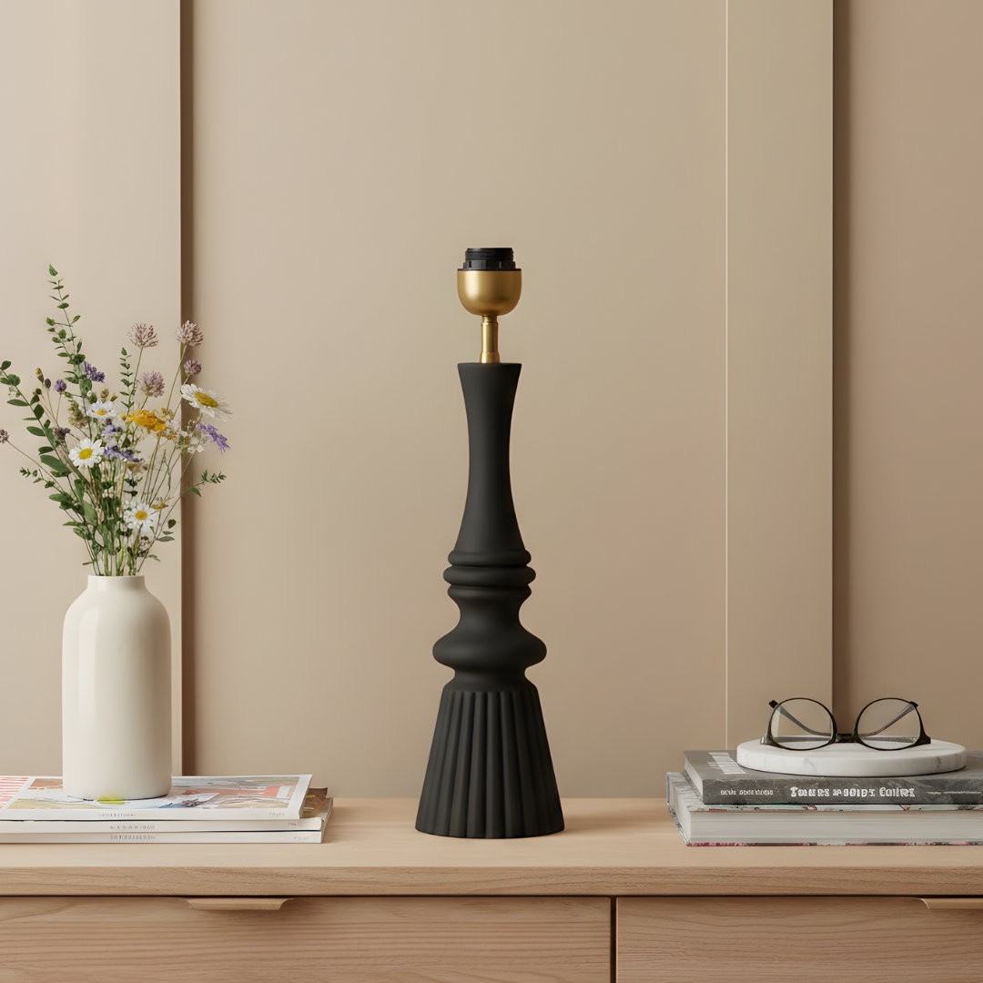 AARTIN Celestia Wood Table Lamp - Matte Black Wood Finish ( Base Only )