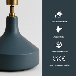 AARTIN FRANKLIN TABLE LAMP IN BLUE UNGLAZED CERAMIC (BASE ONLY)