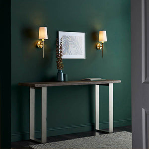 Derwent Wall Light Satin Brass Plate & Vintage White Fabric