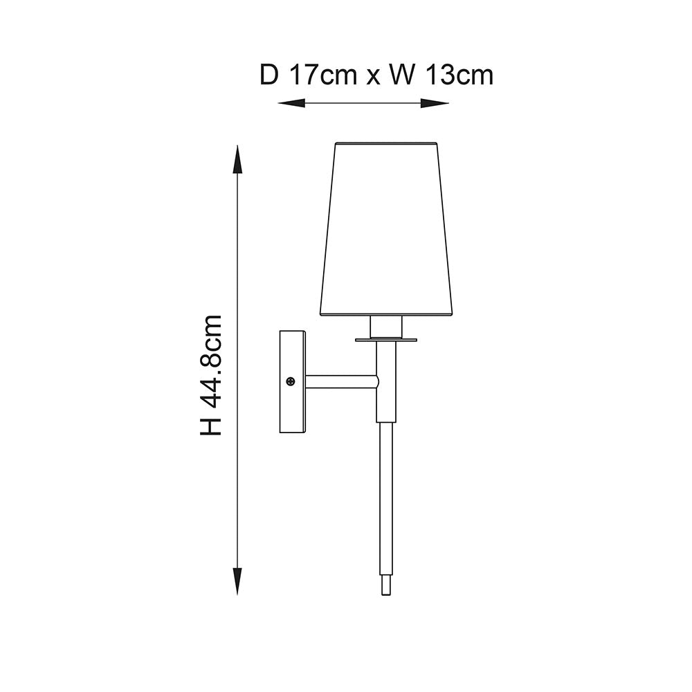 Derwent Wall Light Satin Brass Plate & Vintage White Fabric