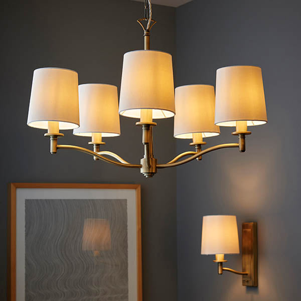 Ortona 5-Light Pendant Ceiling Light Antique Brass
