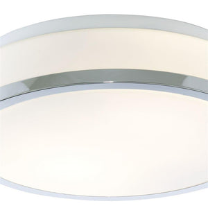 Searchlight 2 Light Flush Glass Shade Chrome Trim - Comet Lighting