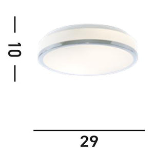Searchlight 2 Light Flush Fitting Opal Glass Shade Chrome Trim