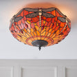 Dragonfly Flame Medium 2-Light Flush Ceiling Light - Comet Lighting