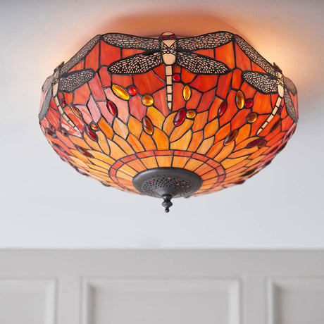 Dragonfly Flame Medium 2-Light Flush Ceiling Light - Comet Lighting