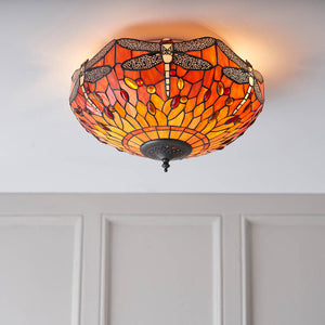 Dragonfly Flame Medium 2-Light Flush Ceiling Light - Comet Lighting