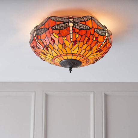 Dragonfly Flame Medium 2-Light Flush Ceiling Light - Comet Lighting