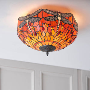 Dragonfly Flame Medium 2-Light Flush Ceiling Light - Comet Lighting