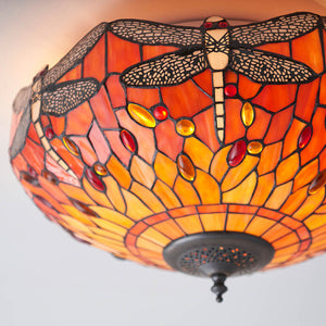 Dragonfly Flame Medium 2-Light Flush Ceiling Light - Comet Lighting