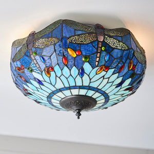 Dragonfly Blue Medium 2-Light Flush Ceiling Light